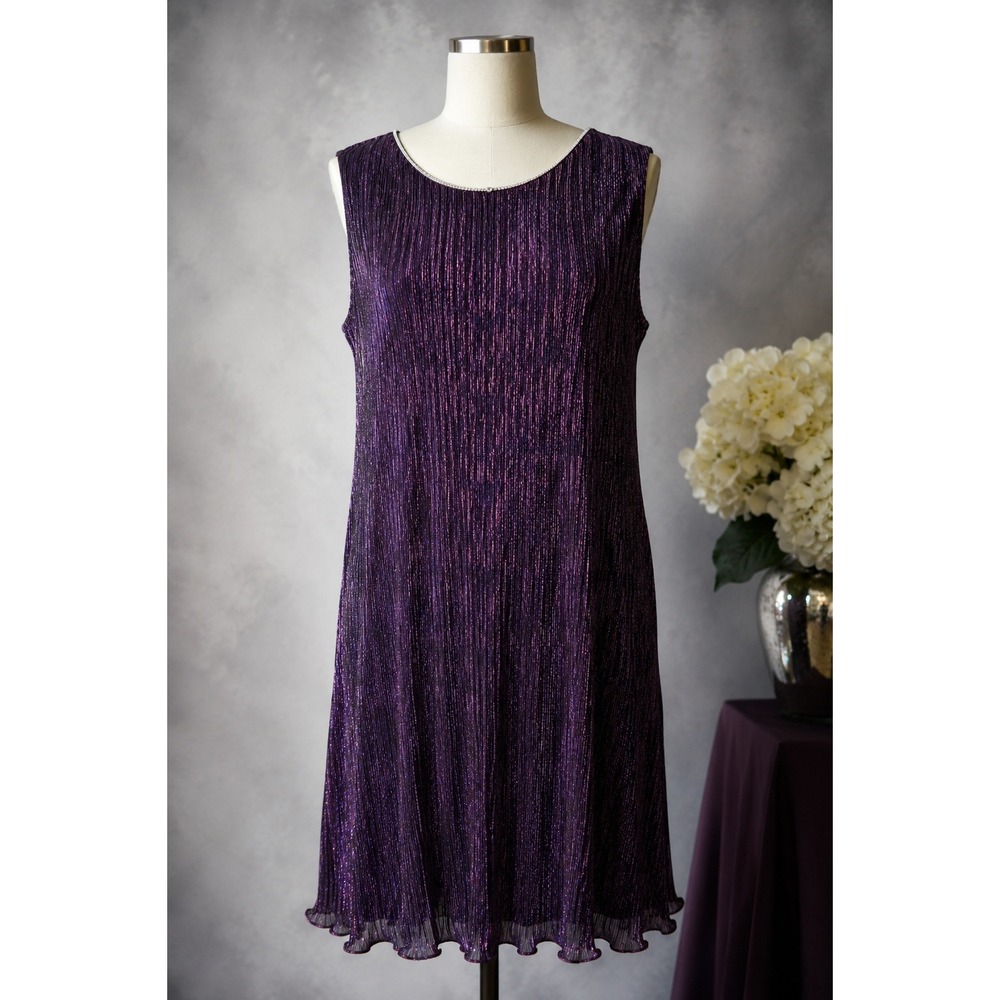 Frank Lyman‎ Purple Metallic Shimmer Cocktail Party Dress Womens 14 Made Canada